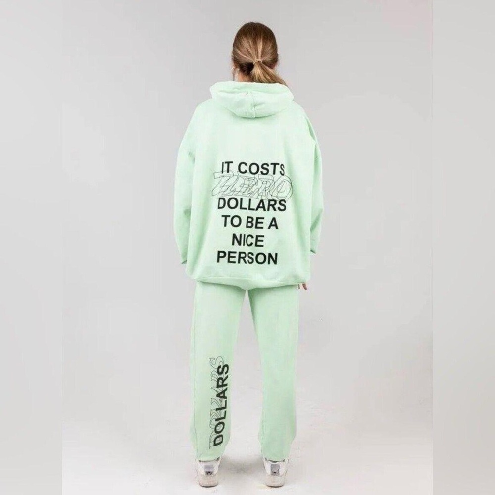 It costs zero dollars to be a nice person. NEON Graphic hoodie The Mayfair Group